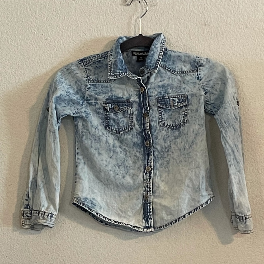 DENIM KIDS GIRLS ACID WASH  SHIRT FASHION WEB